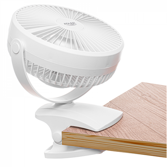 Adler Rechargeable Clip-on Desk Fan | AD 7342 | Table Fan | White | Diameter 15.5 cm | Number of speeds 3 | Oscillation | 5 W