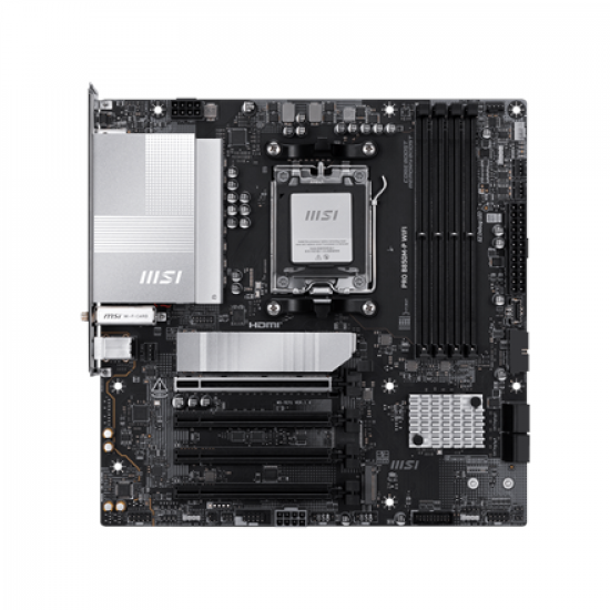 MSI PRO B850M-P WIFI | Processor family AMD B850 | Processor socket AM5 | DDR5 | Supported hard disk drive interfaces SATA, M.2 | Number of SATA connectors 4