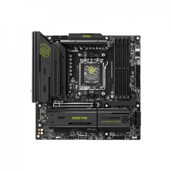 MSI MAG B850M MORTAR WIFI | Processor family AMD | Processor socket AM5 | DDR5 | Supported hard disk drive interfaces SATA, M.2 | Number of SATA connectors 4