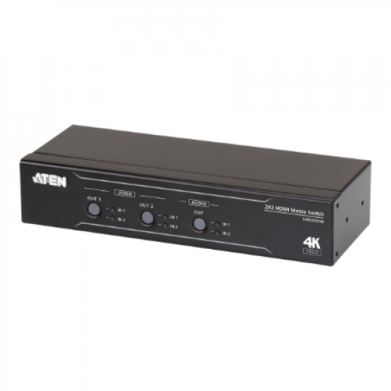 Aten 2x2 True 4K HDMI Matrix Switch with Audio De-Embedder | VM0202HB