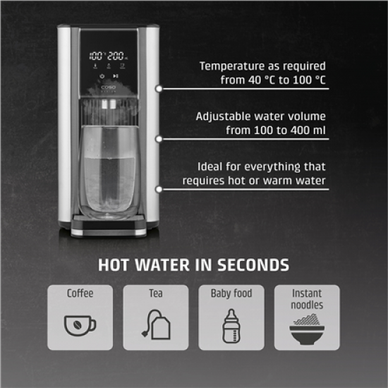 Caso Turbo hot water dispenser | HW 620 | Water Dispenser | 2600 W | 2.5 L | Plastic/Stainless Steel | Black/Stainless Steel