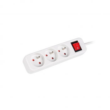 Lanberg Cable Power Strip, 3X French Outlets with Switch, Quality-Grade Copper, 1.5 m | PS1-03E-0150-W