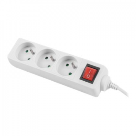 Lanberg Cable Power Strip, 3X French Outlets with Switch, Quality-Grade Copper, 1.5 m | PS1-03E-0150-W