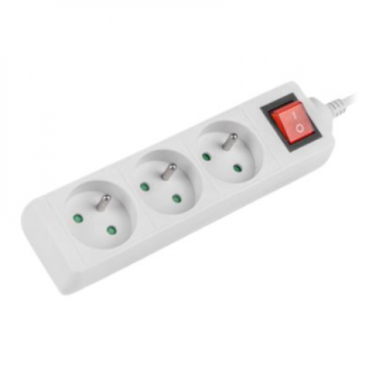 Lanberg Cable Power Strip, 3X French Outlets with Switch, Quality-Grade Copper, 1.5 m | PS1-03E-0150-W
