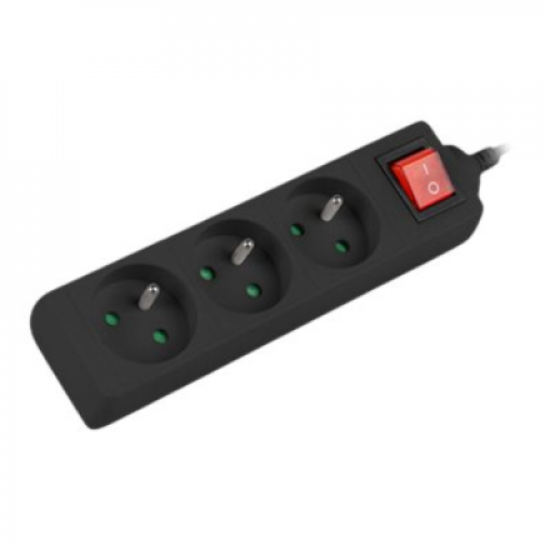 Lanberg Cable Power Strip, 3X French Outlets with Switch, Quality-Grade Copper, 1.5 m | PS1-03E-0150-BK