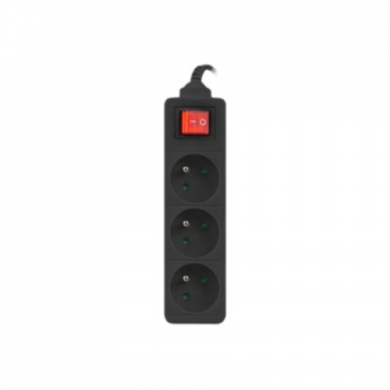 Lanberg Cable Power Strip, 3X French Outlets with Switch, Quality-Grade Copper, 1.5 m | PS1-03E-0150-BK