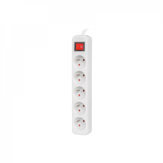 Lanberg Cable Power Strip, 5X French Outlets with Switch, Quality-Grade Copper, 1.5 m | PS1-05E-0150-W
