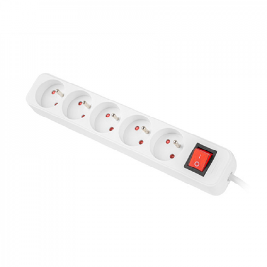 Lanberg Cable Power Strip, 5X French Outlets with Switch, Quality-Grade Copper, 1.5 m | PS1-05E-0150-W