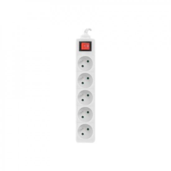 Lanberg Cable Power Strip, 5X French Outlets with Switch, Quality-Grade Copper, 1.5 m | PS1-05E-0150-W