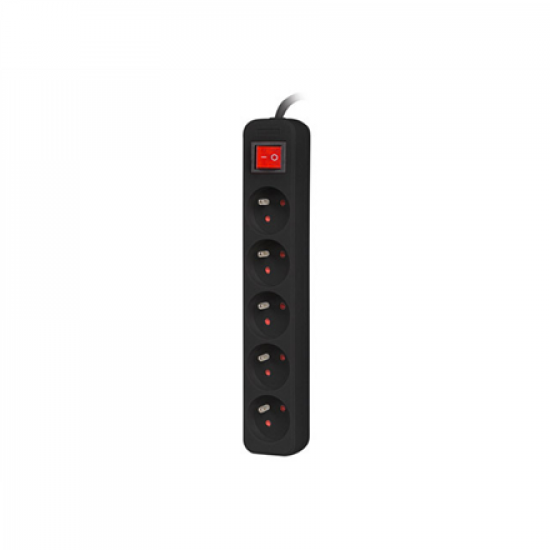 Lanberg Cable Power Strip, 5X French Outlets with Switch, Quality-Grade Copper, 1.5 m | PS1-05E-0150-BK