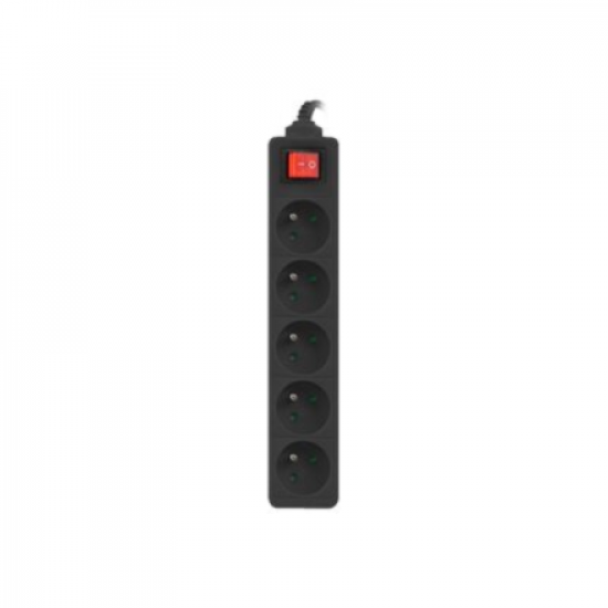 Lanberg Cable Power Strip, 5X French Outlets with Switch, Quality-Grade Copper, 1.5 m | PS1-05E-0150-BK
