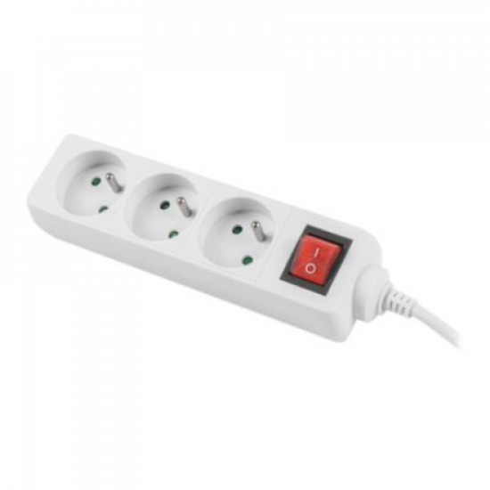 Lanberg Cable Power Strip 3M 3X French Outlets with Switch, Quality-Grade Copper | PS1-03E-0300-W