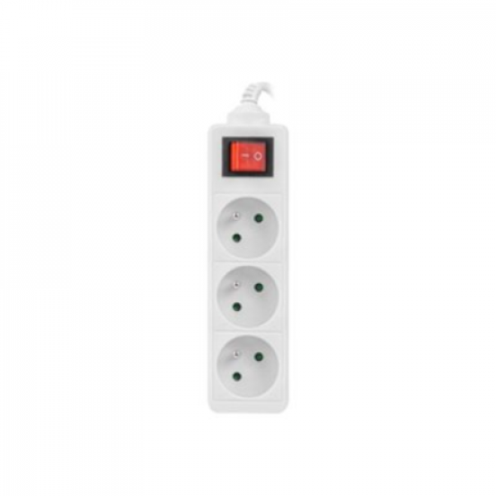 Lanberg Cable Power Strip 3M 3X French Outlets with Switch, Quality-Grade Copper | PS1-03E-0300-W