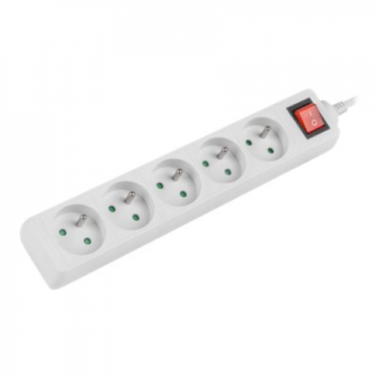 Lanberg Cable Power Strip, 5X French Outlets with Switch, Quality-Grade Copper, 3 m | PS1-05E-0300-W
