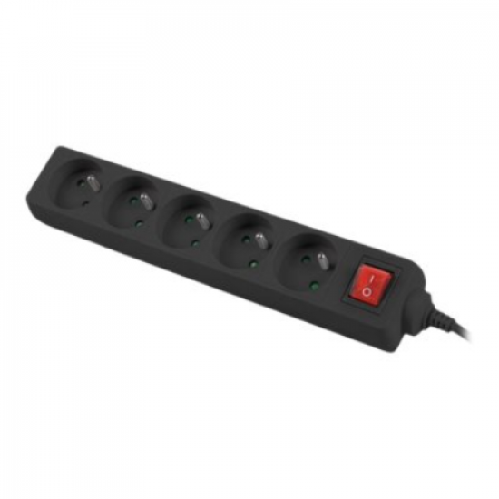 Lanberg Cable Power Strip 3M 5X French Outlets with Switch, Quality-Grade Copper | PS1-05E-0300-BK