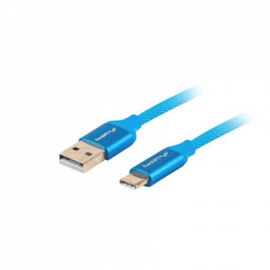 Lanberg USB Type-C to USB Type-A 2.0 Cable Blue Premium QC 3.0, 1 m | CA-USBO-22CU-0010-BL | USB Type-C to USB Type-A