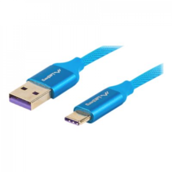 Lanberg USB Type-C to USB Type-A 2.0 Cable Blue QC 3.0 Premium, 1.8 m | CA-USBO-22CU-0018-BL | USB Type-C to USB Type-A