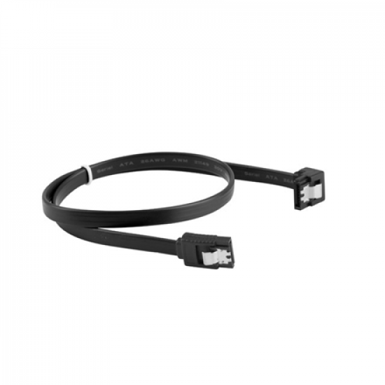 Lanberg SATA Data III (6GB/s) Cable 50CM Angled Metal Clips | CA-SASA-13CU-0050-BK