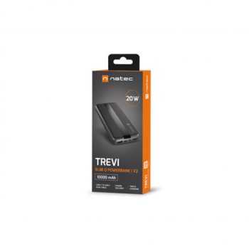 Natec Power Bank | Trevi Slim Q V2 | 10000 mAh | Black