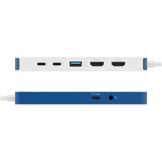 Hyper HyperDrive Flex 9 Port Dual 4K HDMI Dock, White/Blue | HD4103BUGL | HDMI ports quantity 2