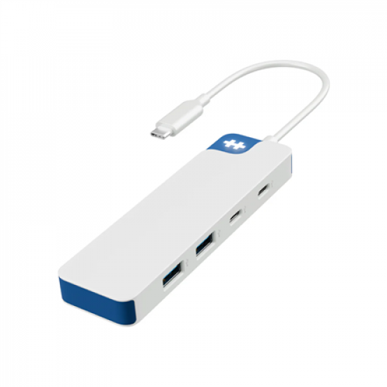Hyper HyperDrive Flex 4 Port USB-C Combo Hub, White/Blue | HD5200BUGL
