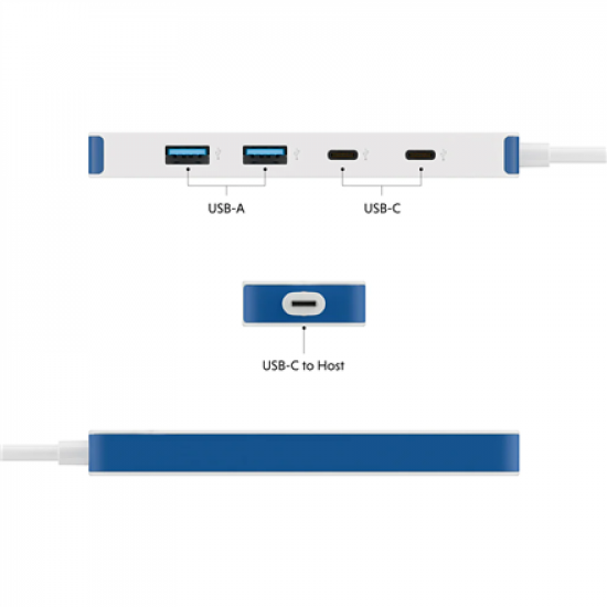 Hyper HyperDrive Flex 4 Port USB-C Combo Hub, White/Blue | HD5200BUGL