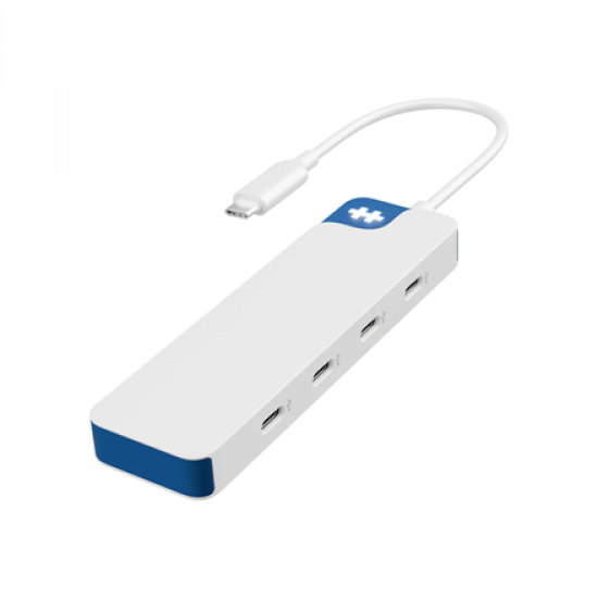 Hyper HyperDrive Flex 4 Port USB-C Hub, White/Blue | HD5201BUGL