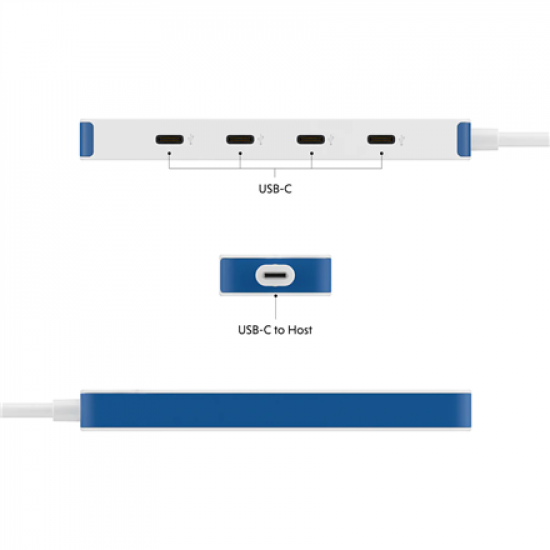 Hyper HyperDrive Flex 4 Port USB-C Hub, White/Blue | HD5201BUGL