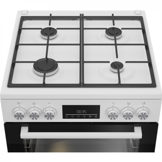 BEKO Cooker | FBM62330GWDTN | Hob type Gas | Oven type Electric | White | Width 60 cm | Grilling | LED | Depth 60 cm | 72 L