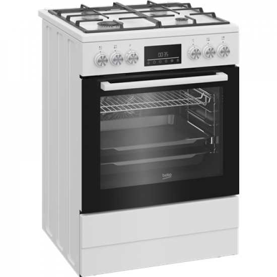 BEKO Cooker | FBM62330GWDTN | Hob type Gas | Oven type Electric | White | Width 60 cm | Grilling | LED | Depth 60 cm | 72 L