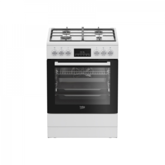 BEKO Cooker | FBM62330GWDTN | Hob type Gas | Oven type Electric | White | Width 60 cm | Grilling | LED | Depth 60 cm | 72 L
