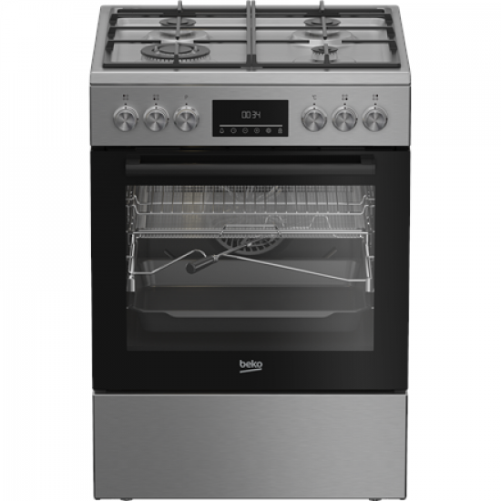 BEKO Cooker | FBMA61330GXDT | Hob type Gas | Oven type Electric | Stainless Steel | Width 60 cm | Grilling | LED | Depth 60 cm | 72 L
