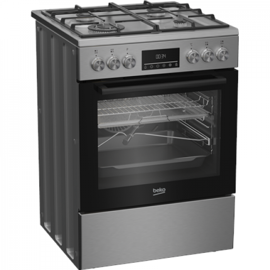 BEKO Cooker | FBMA61330GXDT | Hob type Gas | Oven type Electric | Stainless Steel | Width 60 cm | Grilling | LED | Depth 60 cm | 72 L