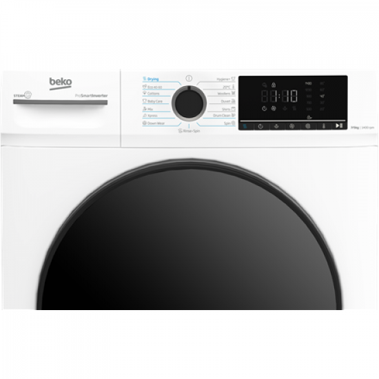 BEKO Washing Machine with Dryer | BMM5DFO5741W | Energy efficiency class A/D | Front loading | Washing capacity 7 kg | 1400 RPM | Depth 52 cm | Width 60 cm | LED | Drying system | Drying capacity 5 kg | Steam function | White