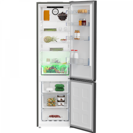 BEKO Refrigerator | B5RCNA405HXBR1 | Energy efficiency class D | Free standing | Combi | Height 203.5 cm | No Frost system | Fridge net capacity 249 L | Freezer net capacity 106 L | Display | 36 dB | Black