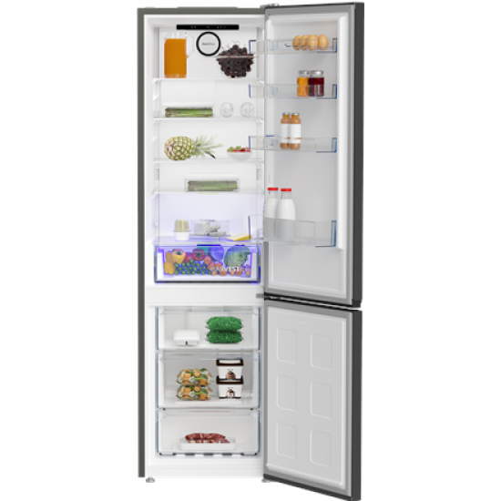 BEKO Refrigerator | B5RCNA405HXBR1 | Energy efficiency class D | Free standing | Combi | Height 203.5 cm | No Frost system | Fridge net capacity 249 L | Freezer net capacity 106 L | Display | 36 dB | Black