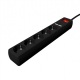 EnerGenie Extension Cord with USB Charger, 5 outlets, 1.5 m, Black | SPG5-U2-5-02