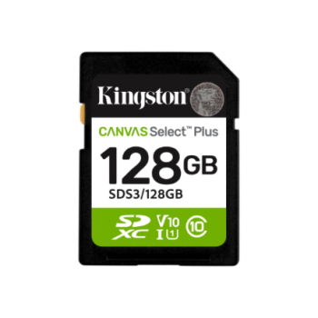 Kingston Canvas Select Plus | 128 GB | SD | Flash memory class Class 10, UHS-I, U1/U3, Video Class 10/30