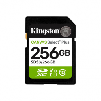 Kingston Canvas Select Plus | 256 GB | SD | Flash memory class Class 10, UHS-I, U1/U3, Video Class 10/30