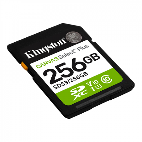 Kingston Canvas Select Plus | 256 GB | SD | Flash memory class Class 10, UHS-I, U1/U3, Video Class 10/30