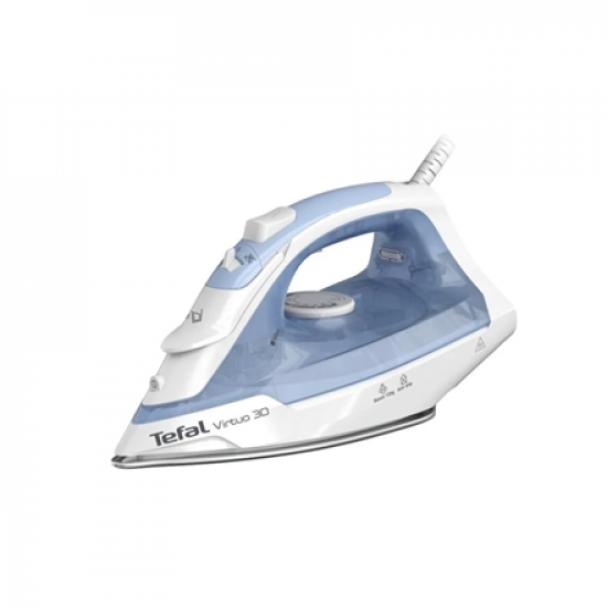TEFAL Steam Iron | FV2C41E0 Virtuo | Steam Iron | 2000 W | Water tank capacity 240 ml | Continuous steam 27 g/min | Steam boost performance 120 g/min | Blue/White