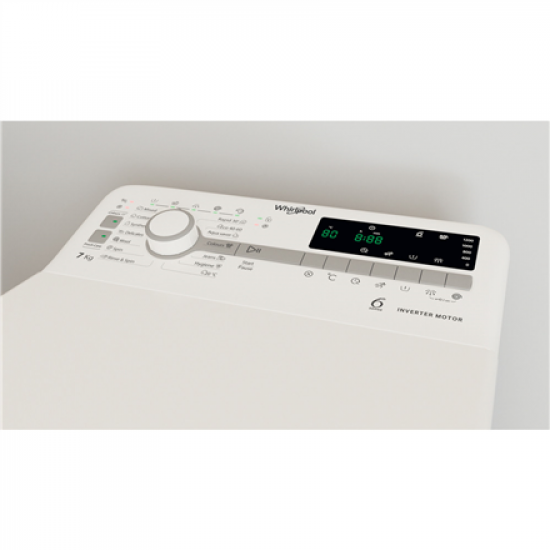 Whirlpool Washing Machine | TDLR 7231BS EU | Energy efficiency class D | Top loading | Washing capacity 7 kg | 1200 RPM | Depth 60 cm | Width 40 cm | Display | LED | White
