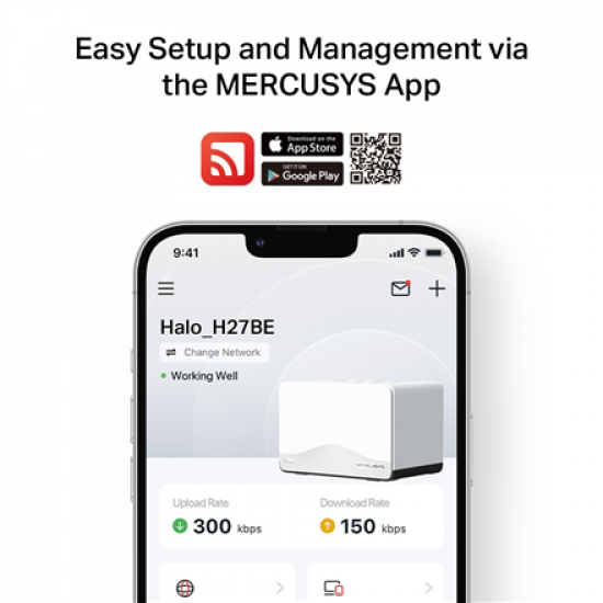 Mercusys BE3600 Whole Home Mesh Wi-Fi 7 System | Halo H27BE (2-pack) | 802.11ax | Ethernet LAN (RJ-45) ports 1 | Mesh Support Yes | MU-MiMO No | No mobile broadband
