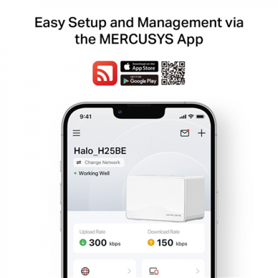 Mercusys BE3600 Whole Home Mesh Wi-Fi 7 System | Halo H25BE (2-pack) | 802.11ax | Ethernet LAN (RJ-45) ports 1 | Mesh Support Yes | MU-MiMO No | No mobile broadband