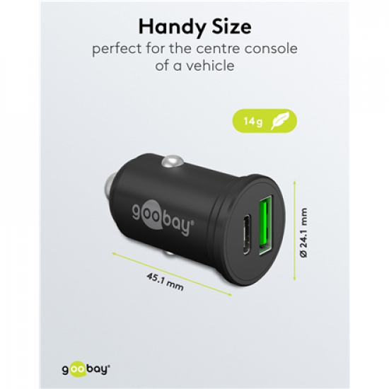 Goobay Dual-USB Car Fast Charger USB-C PD (Power Delivery), 45 W | 61739
