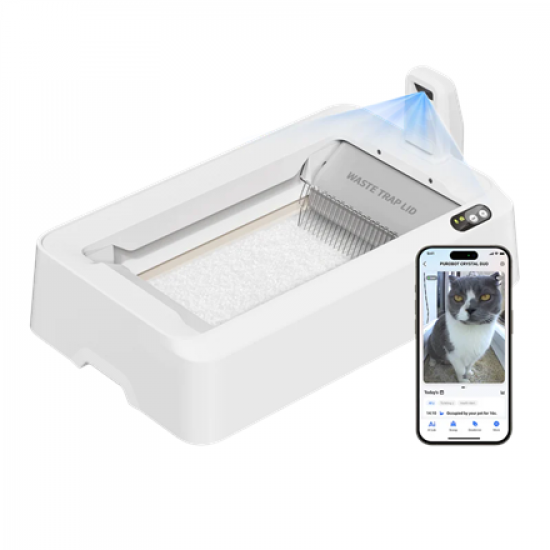 PETKIT Purobot Crystal Duo with Camera Self-Cleaning Cat Litter Box | White