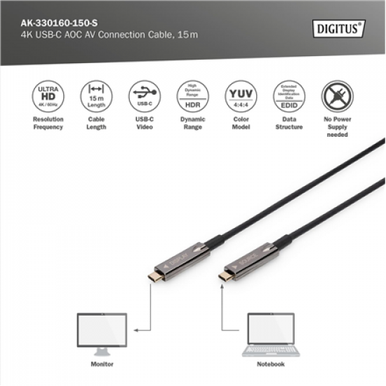 Digitus 4K USB Type-C AOC AV Connection Cable | AK-330160-150-S