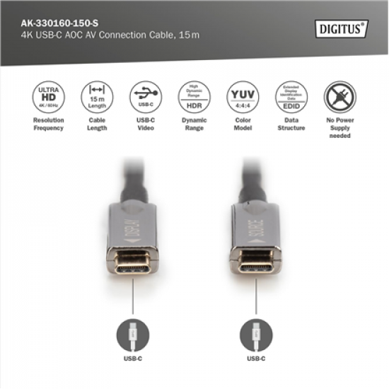Digitus 4K USB Type-C AOC AV Connection Cable | AK-330160-150-S