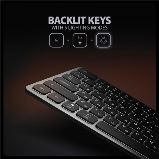 AXAGON | HMC-KB keyboard USB-C 5Gbps with HUB, microSD/SD, 3x USB-A, HDMI 4K/60Hz, PD 100W | HMC-KB-CRL