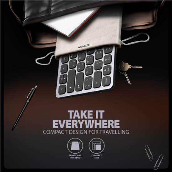 AXAGON | HMC-KB keyboard USB-C 5Gbps with HUB, microSD/SD, 3x USB-A, HDMI 4K/60Hz, PD 100W | HMC-KB-CRL